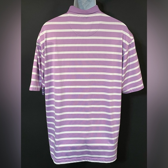 Oxford Golf Men’s Super Dry Coolmax Stripped Polo in Purple with White Size XL - Picture 5 of 6
